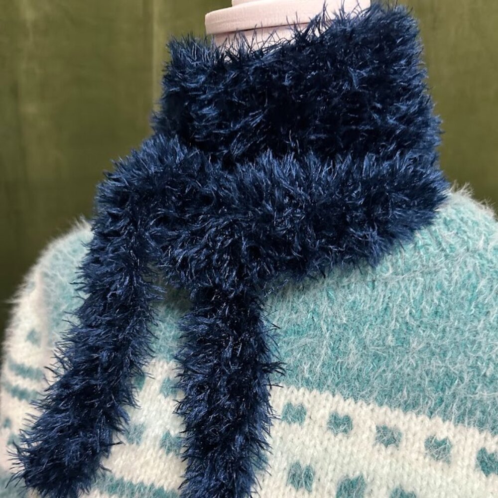 Handmade Sophie Scarf Knitted Scarf Navy Blue Handknit Scarf Knitted Neck Scarf